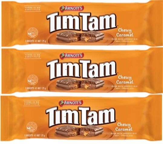 3x Arnott's Tim Tam je 175gr Chewy Caramel Australien Schoko Kekse *  11.24 Mhd